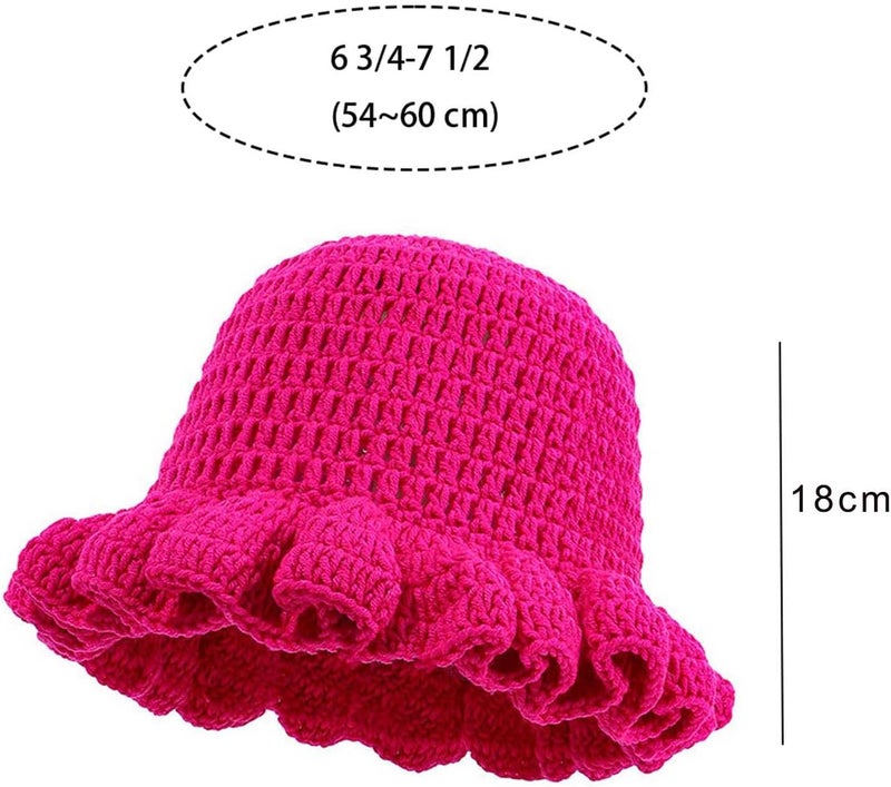 Ahouws Crochet Bucket Hat Women Trendy Knit Floppy Cap Cute Boho Handmade Beanies Outdoor Boho Travel Fishing Hat - Image 2